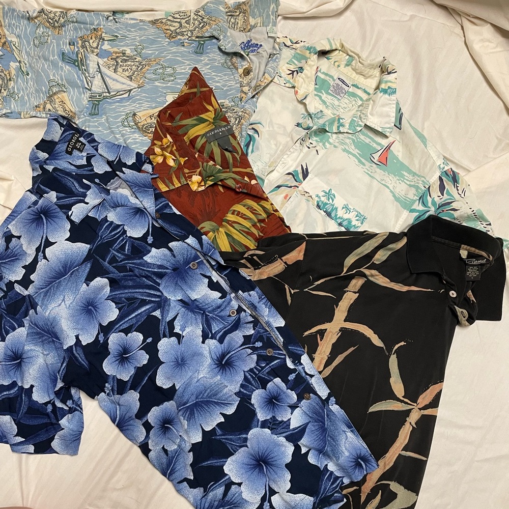 Men’s tropical, short sleeve Shirts -set of 5